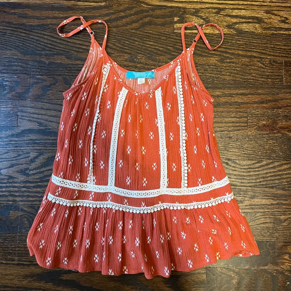 Burnt Orange Patterned Tank Top